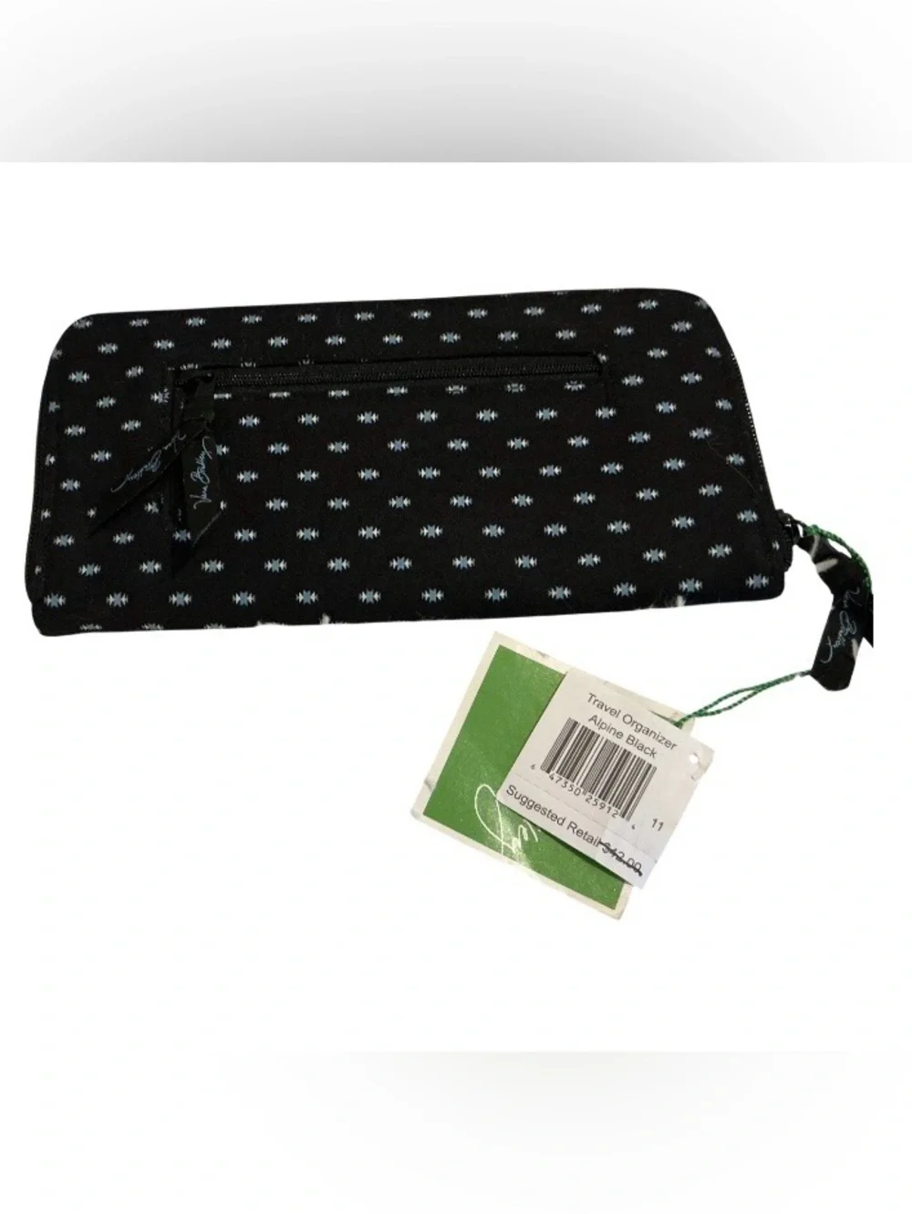 Vera Bradley Alpine Black Travel Organizer Wallet Passport Holder NWT Zip Case